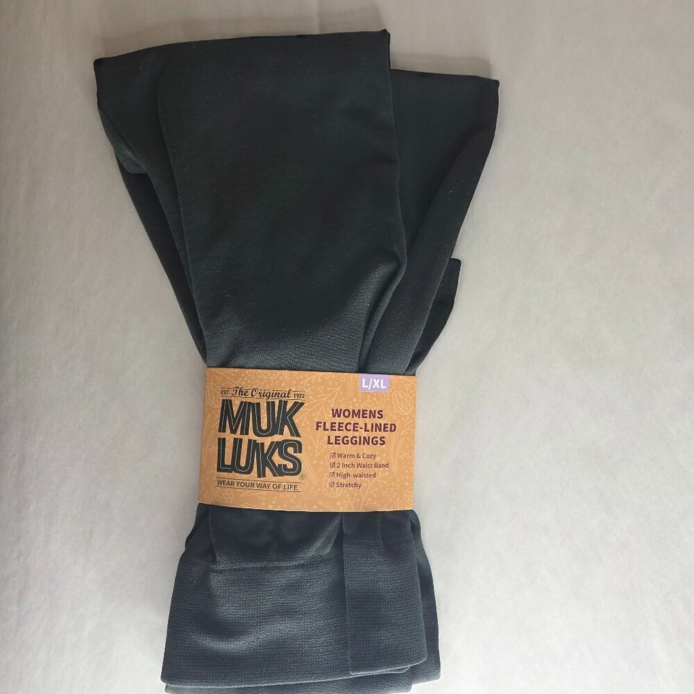 Muk Luks Women's Black Fleece-Lined Leggings L/XL